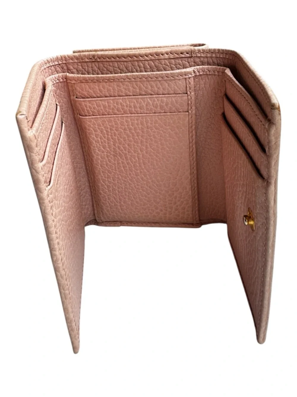Gucci Marmont GG Blush Pink Pebbled Leather Trifold Compact Wallet with COA - Picture 8 of 13